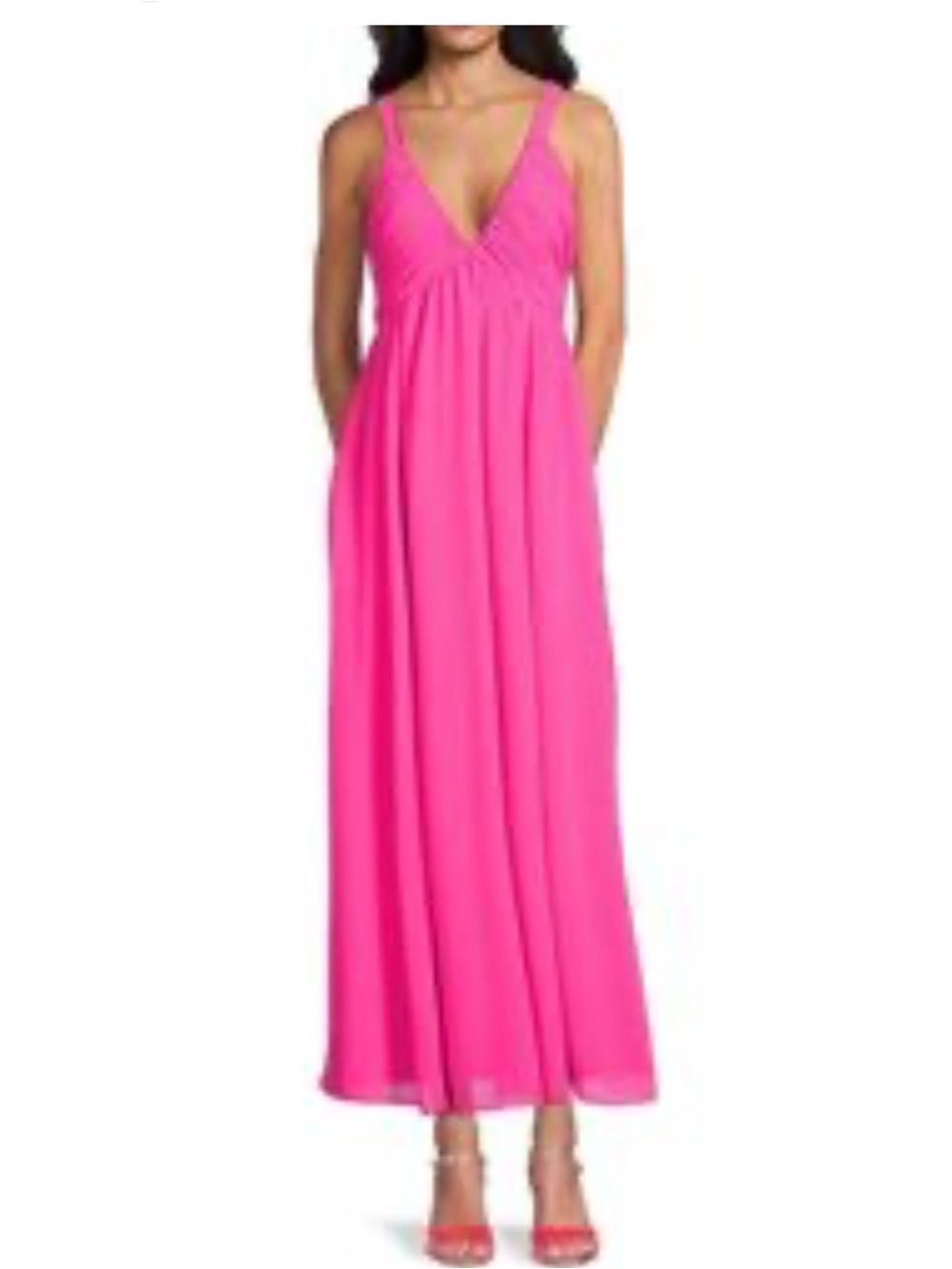 NWT AREA Stars Sleeveless V-Neck Maxi Dress in Pink sz L